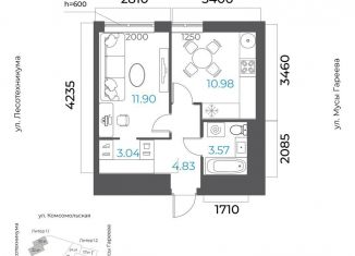 Продажа 1-ком. квартиры, 34.3 м2, Республика Башкортостан