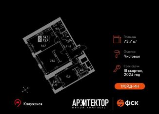 Продам трехкомнатную квартиру, 73.7 м2, Москва, ЮЗАО