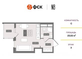 Продается квартира студия, 23 м2, Санкт-Петербург, Новгородская улица, 8В