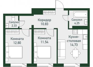 Продам 2-комнатную квартиру, 56.5 м2, Челябинская область