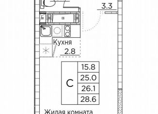 Продажа квартиры студии, 28.6 м2, Владивосток, улица Расула Гамзатова, 7к3