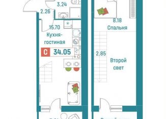 Продажа квартиры студии, 34.1 м2, Мурино, ЖК Графика, Екатерининская улица, 18/3
