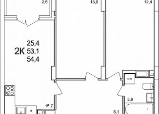 Продаю 2-комнатную квартиру, 54.4 м2, деревня Анкудиновка, жилой комплекс КМ Анкудиновский Парк, 47, ЖК КМ Анкудиновский Парк