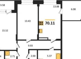 Продаю 2-ком. квартиру, 70.1 м2, Воронеж, Электросигнальная улица, 9Ак1