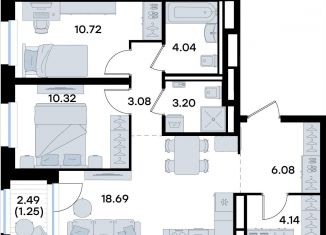 2-ком. квартира на продажу, 61.5 м2, Татарстан