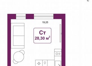 Продаю квартиру студию, 28.3 м2, деревня Дударева, улица Сергея Джанбровского, 25