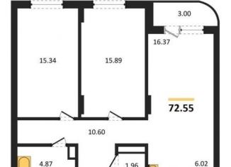 Двухкомнатная квартира на продажу, 72.6 м2, Воронеж