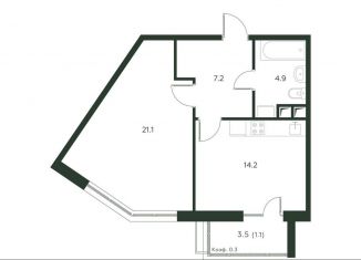 Продажа двухкомнатной квартиры, 48.5 м2, деревня Лобаново