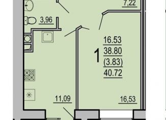 Продам однокомнатную квартиру, 42.8 м2, Смоленск