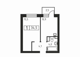 Продаю 1-ком. квартиру, 34.5 м2, деревня Скотное, Вересковая улица, 1к1