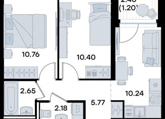Продажа 2-ком. квартиры, 43.2 м2, Татарстан