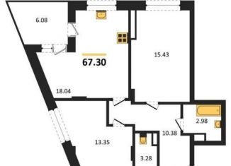 2-ком. квартира на продажу, 67.3 м2, Воронеж, Электросигнальная улица, 9Ак1