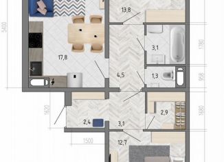 Продажа 2-комнатной квартиры, 66.1 м2, Воронеж, улица Фёдора Тютчева, 105