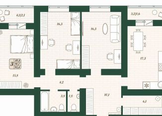 Продам трехкомнатную квартиру, 91.7 м2, поселок городского типа Стройкерамика, улица Олега Пешкова, ЖК Детский Мир