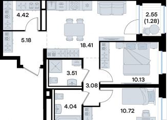 2-комнатная квартира на продажу, 60.8 м2, Татарстан