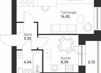 Продам 1-ком. квартиру, 33.4 м2, Тула, улица Героя России Зиничева, 8
