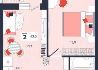 2-ком. квартира на продажу, 43 м2, Тула