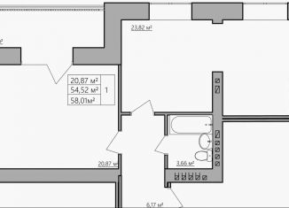 Продаю 1-ком. квартиру, 58 м2, Кострома, Индустриальная улица, 53/5