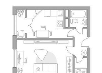 1-комнатная квартира на продажу, 38.4 м2, деревня Глухово, Романовская улица, 19