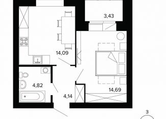 1-комнатная квартира на продажу, 41.2 м2, Берёзовский, улица Победы, 5, ЖК Уют-Сити
