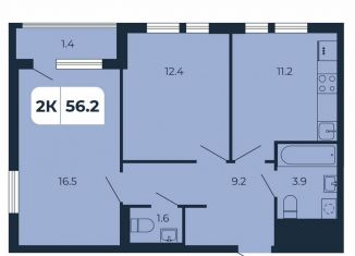 Продам 2-комнатную квартиру, 56.2 м2, поселок Верхнетемерницкий, Орбитальная улица, 16К