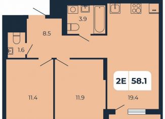 Продажа 2-комнатной квартиры, 58.1 м2, поселок Верхнетемерницкий