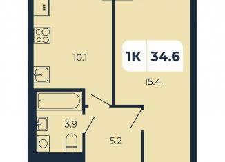 Продается однокомнатная квартира, 34.6 м2, поселок Верхнетемерницкий