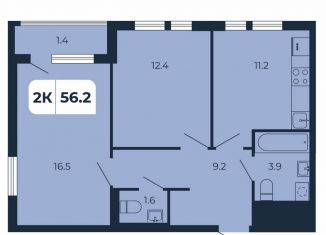 Продам двухкомнатную квартиру, 56.2 м2, поселок Верхнетемерницкий, Орбитальная улица, 16К