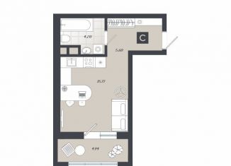 Продажа квартиры студии, 30.3 м2, Тобольск, переулок Радищева, 17