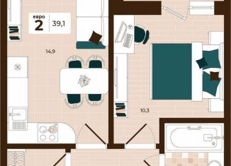 Продаю двухкомнатную квартиру, 39.1 м2, Тула