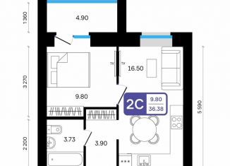 Продаю 2-комнатную квартиру, 36.4 м2, Белебей