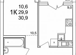 Продажа 1-ком. квартиры, 30.9 м2, деревня Анкудиновка, ЖК КМ Анкудиновский Парк