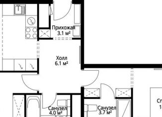 Продажа 2-ком. квартиры, 61.8 м2, деревня Сапроново, микрорайон Купелинка, 7, ЖК Эко Видное 2.0