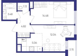 2-комнатная квартира на продажу, 41 м2, посёлок Шушары