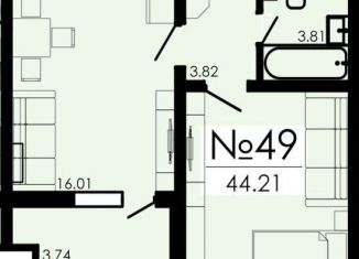 Продается однокомнатная квартира, 44.2 м2, село Белоглинка, Парковая улица, 2к2, ЖК Грэсовский