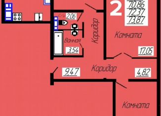 Двухкомнатная квартира на продажу, 73.7 м2, Муром, Кленовая улица, 4