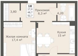 Однокомнатная квартира на продажу, 54.7 м2, Ставрополь, микрорайон № 6, улица Ленина, 222