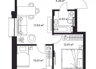 Продажа 2-комнатной квартиры, 48.6 м2, Киржач, улица Свердлова, 10А