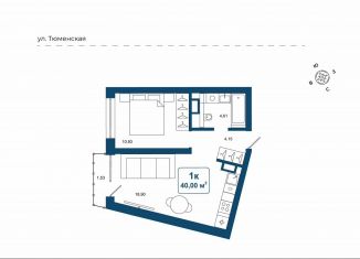 Продается 1-комнатная квартира, 40 м2, деревня Дударева, улица Сергея Джанбровского, 25