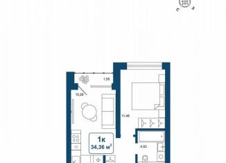 Продается 1-комнатная квартира, 34.4 м2, деревня Дударева, улица Сергея Джанбровского, 25