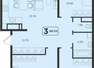 Продаю трехкомнатную квартиру, 88.1 м2, Тюмень, ЖК Горизонт