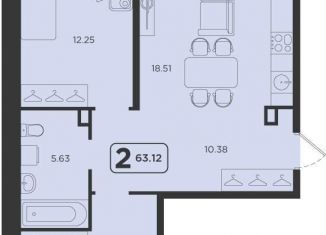 Продаю 2-комнатную квартиру, 63.1 м2, Тюмень, ЖК Горизонт