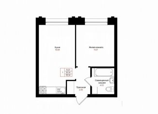 Однокомнатная квартира на продажу, 35.1 м2, Казань