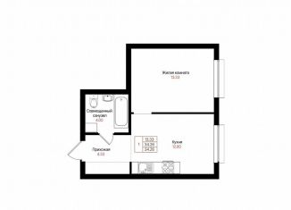 Продается 1-ком. квартира, 34.3 м2, Казань