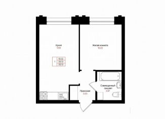 Продам 1-ком. квартиру, 35.1 м2, Казань