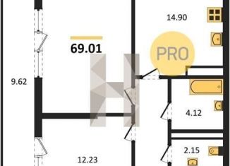 Продаю 2-ком. квартиру, 69 м2, Воронеж, Московский проспект, 132