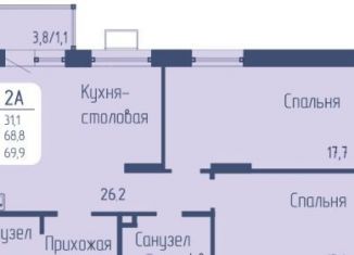 Продается 2-ком. квартира, 69.9 м2, Красноярский край