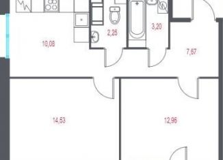 2-ком. квартира на продажу, 51.9 м2, Пушкин