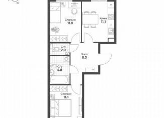 Продаю 2-ком. квартиру, 48.3 м2, посёлок Шушары