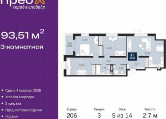 Продам 3-комнатную квартиру, 93.5 м2, Тюмень, Арктическая улица, 16